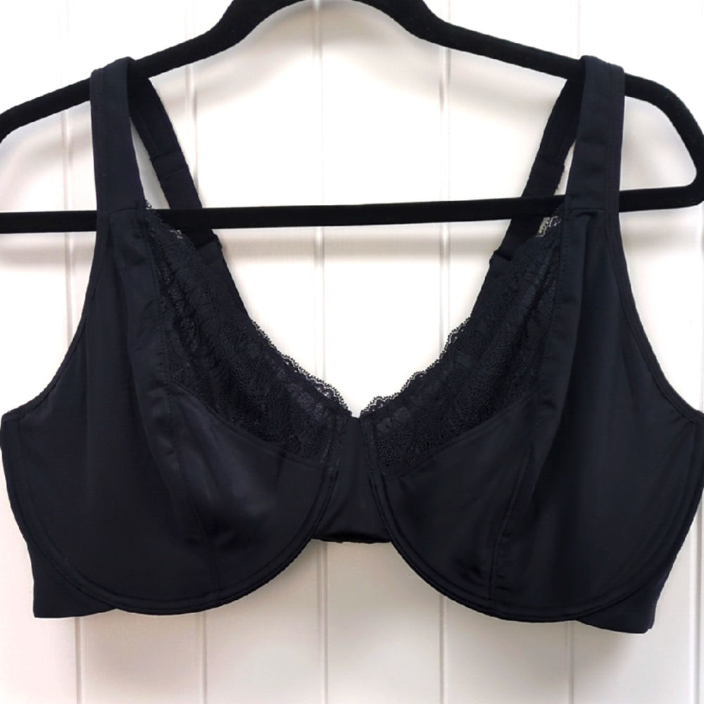 Vanity Fair Black Full-Coverage Underwire Bra with Wide Straps